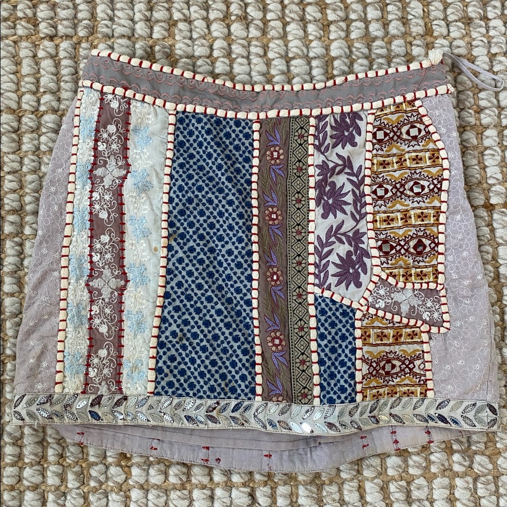 Free People Embroidered Mini Skirt